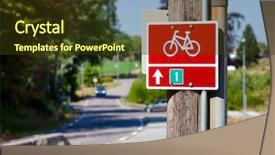  Presentation with route - Cool new presentation theme with directional road sign backdrop and a tawny brown colored foreground