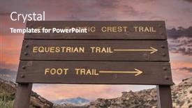  Presentation with equestrian - Colorful slide set enhanced with directional-sign-pointing-towards backdrop and a tawny brown colored foreground