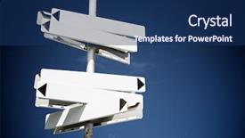  Presentation with directional - Slide deck having directional signals in a pole with blue sky background and a navy blue colored foreground