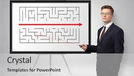  Presentation with potential - Audience pleasing PPT layouts consisting of directions knowledge - handsome businessman with laser pointer backdrop and a light gray colored foreground