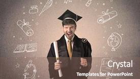  Presentation with hand drawn school - Amazing PPT layouts having directions knowledge - happy graduate teenager with hand backdrop and a violet colored foreground