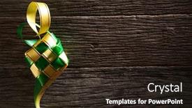  Presentation with wooden - Presentation theme having directly-above-of-ribbon-ketupat background and a wine colored foreground