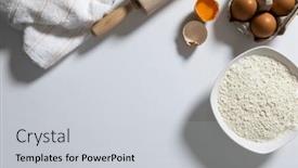  Presentation with food preparation - PPT layouts enhanced with directly-above-shot-of-flour background and a light gray colored foreground