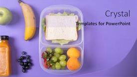  Presentation with fruit juice bottle - Slide set with directly-above-shot-of-fruits background and a light blue colored foreground