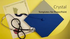  Presentation with certificate - Beautiful theme featuring directly-above-shot-of-mortarboard backdrop and a yellow colored foreground