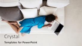  Presentation with living above - Cool new presentation theme with directly-above-shot-of-woman backdrop and a sky blue colored foreground