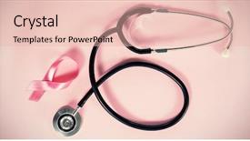  Presentation with pink ribbon breast awareness - Slides with directly above view of stethoscope background and a lemonade colored foreground