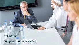  Presentation with director - Amazing theme having agale - director and arabian partner backdrop and a sky blue colored foreground