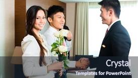  Presentation with director - Cool new theme with director or supervisor welcome backdrop and a wine colored foreground