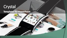  Presentation with web technology - Presentation theme having directory mobile app - modern technology internet shopping object background and a  colored foreground