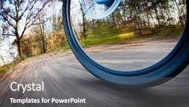  Presentation with bicycle - Cool new PPT layouts with dirt bike - bicycle riding in a city backdrop and a gray colored foreground