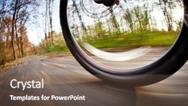  Presentation with bicycle - Slide deck enhanced with dirt bike - bicycle riding in a city background and a tawny brown colored foreground