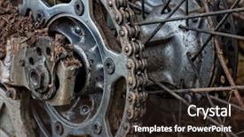  Presentation with motorbike - PPT theme having dirt bike - enduro motorbike wheel and chain background and a wine colored foreground