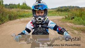  Presentation with motorbike - Theme enhanced with dirt bike - portrait of boy dressed background and a coral colored foreground