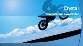  Presentation with element - PPT theme enhanced with dirt bike - silhouette of racer element background and a teal colored foreground