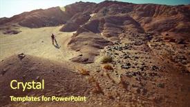  Presentation with minerals and rocks - Slide deck with dirt bike - woman with bicycle crossing desert background and a tawny brown colored foreground