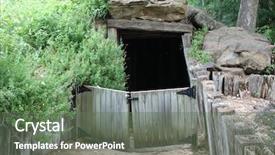  Presentation with dirt - Beautiful PPT theme featuring dirt-dugout-house backdrop and a ocean colored foreground