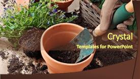  Presentation with clay - Presentation with dirt in clay pot background and a tawny brown colored foreground