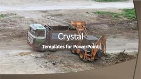  Presentation with earth moving construction - PPT layouts consisting of dirt on truck earth moving background and a  colored foreground