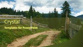  Presentation with ranch - Slide set with dirt-road-and-ranch-beautiful background and a tawny brown colored foreground