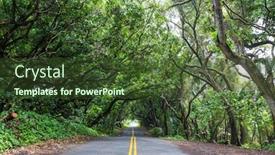  Presentation with remote - Amazing presentation design having dirt-road-in-remote-jungle backdrop and a tawny brown colored foreground