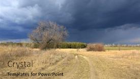  Presentation with thunderstorm - Audience pleasing presentation theme consisting of dirt-road-in-steppe-under backdrop and a coral colored foreground