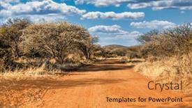  Presentation with blue sky - Presentation theme consisting of dirt-road-in-the-african background and a  colored foreground