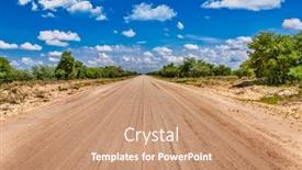  Presentation with africa - Slide set featuring dirt-road-in-the-bush background and a coral colored foreground