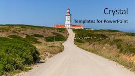  Presentation with 18th century - Cool new slide deck with dirt road leading backdrop and a light blue colored foreground