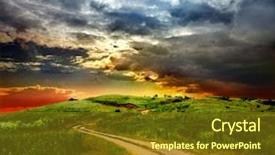  Presentation with rural road - Slide deck having dirt roads - beautiful view of the sunset background and a tawny brown colored foreground