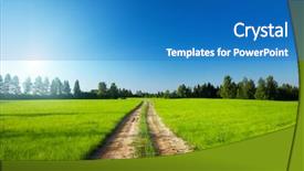  Presentation with dirt - Cool new PPT theme with dirt roads - ground road and sunset backdrop and a teal colored foreground