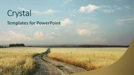  Presentation with dirt - Beautiful slides featuring dirt roads - road in field and blue backdrop and a  colored foreground
