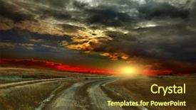  Presentation with field - Slides featuring dirt roads - road through the old grass background and a tawny brown colored foreground