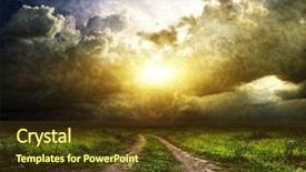  Presentation with dirt - Presentation theme featuring dirt roads - summer landscape with green grass background and a tawny brown colored foreground