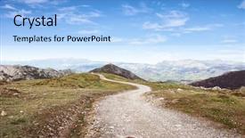  Presentation with dirt roads - Presentation theme with dirt roads - walking route in cantabrian mountains background and a light blue colored foreground