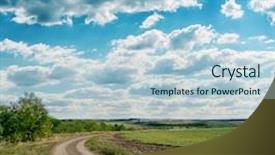  Presentation with long and winding road - PPT theme featuring dirt roads - winding rural road to cloudy background and a light blue colored foreground