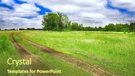 Presentation with plain clear navy blue blue and white cloudy - Cool new slides with dirt track - old rural road and cloudy backdrop and a tawny brown colored foreground