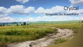  Presentation with rural road - Slides consisting of dirt track - rural dusty countryside road trough background and a light blue colored foreground