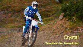  Presentation with motocross - Amazing PPT theme having dirt track racing - amateur motocross drivers have hobby backdrop and a tawny brown colored foreground
