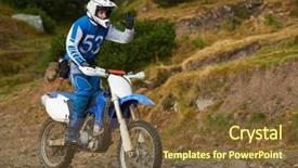  Presentation with drivers - Beautiful slide deck featuring dirt track racing - amateur motocross drivers have hobby backdrop and a tawny brown colored foreground