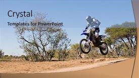  Presentation with dirt bike - Slide deck with dirt track racing - bike riders in the botswana background and a light blue colored foreground