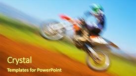  Presentation with motocross - PPT layouts featuring dirt track racing - blurred image of biker background and a crimson colored foreground