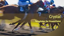  Presentation with horse racing robotics - Slide set featuring dirt track racing - horse race colorful bright sunlit background and a tawny brown colored foreground