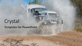  Presentation with truck - Audience pleasing PPT layouts consisting of dirt track racing - truck passes through a puddle backdrop and a light gray colored foreground