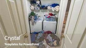  Presentation with laundry room - Amazing PPT layouts having dirty - messy laundry room with piles backdrop and a gray colored foreground