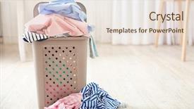  Presentation with laundry - Presentation consisting of dirty - pile of clothes in plastic background and a lemonade colored foreground