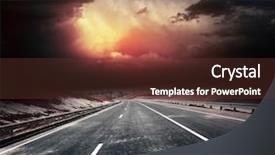  Presentation with asphalt road - Cool new slides with dirty asphalt road and dark backdrop and a tawny brown colored foreground