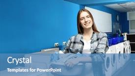  Presentation with laundromat - Beautiful slide deck featuring dirty clothes in laundromat backdrop and a teal colored foreground