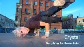  Presentation with break dance - Audience pleasing slide deck consisting of dirty dancing - girl break-dancer posing backdrop and a ocean colored foreground