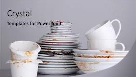  Presentation with gray - Audience pleasing theme consisting of dirty dishes on gray background backdrop and a light gray colored foreground